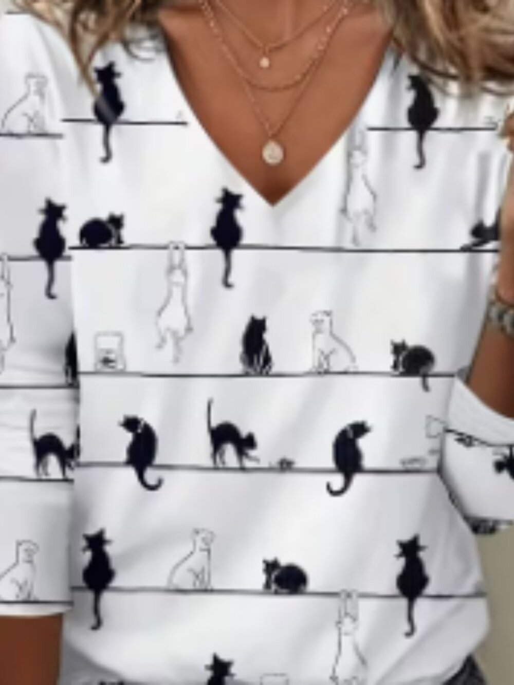 LAST CHANCE or CHARITY Cat Print Long Sleeve Shirt
